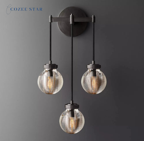 Perle Triple applique moderne rétro LED en laiton Chrome noir cristal appliques Lustre salon chambre étude luminaires