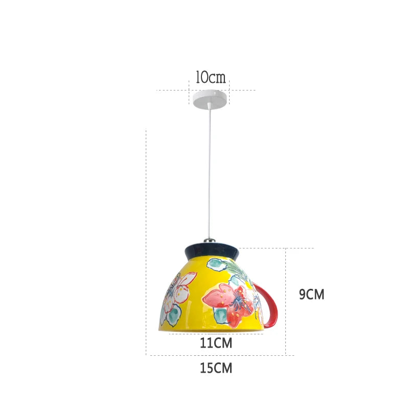 suspension moderne en céramique led théière pour cuisine - vue 27 sur 30