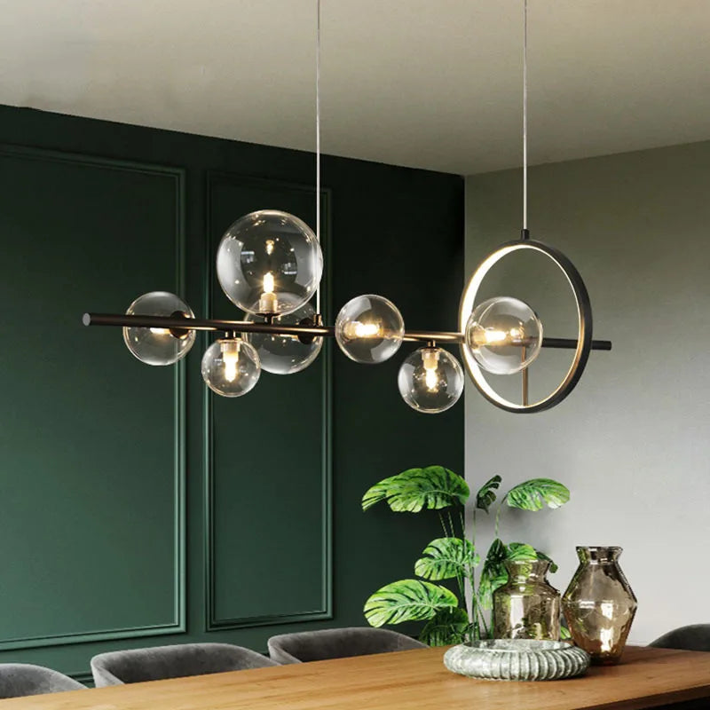 lustre en verre design nordique pour éclairage moderne décoratif - vue 3 sur 16