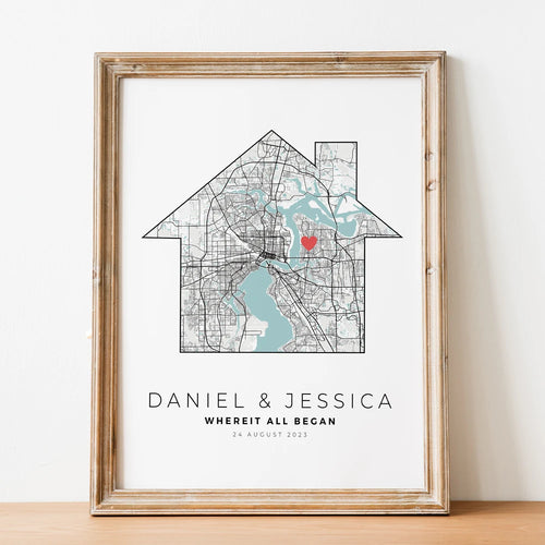 carte de ville personnalisée cadeau romantique pour lui