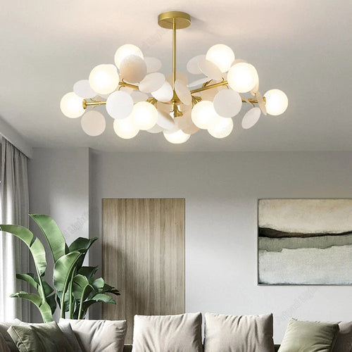 lustre moderne en verre design raisin doré luminaires suspendus - vue 3 sur 18