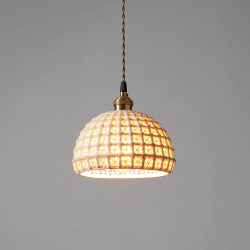 suspension LED blanc en céramique luminaires maison éclairage intérieur chambre salon à côté nordique moderne cuivre suspension lampe - vue 4 sur 23