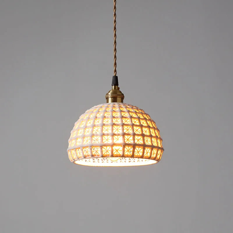 suspension LED blanc en céramique luminaires maison éclairage intérieur chambre salon à côté nordique moderne cuivre suspension lampe - vue 3 sur 23
