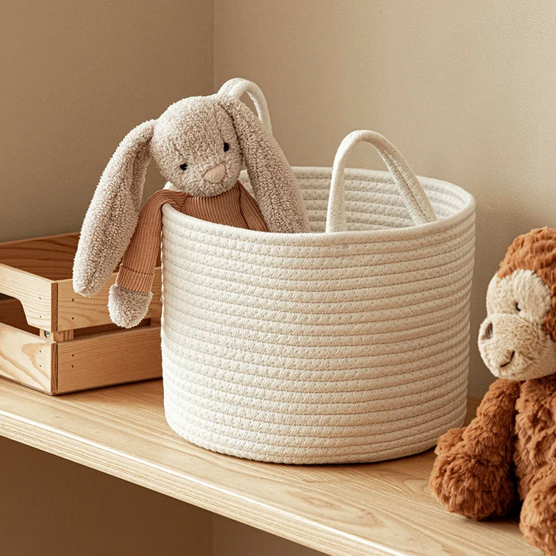 panier de rangement en corde pour jouets et linge enfant - vue 3 sur 7