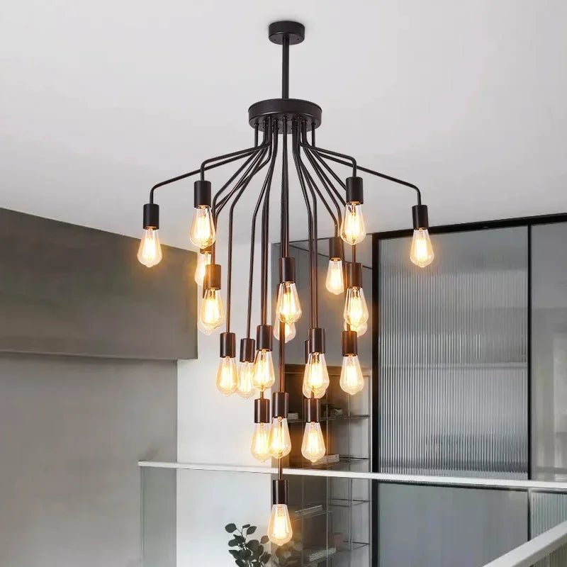 lustre rétro en fer avec led pour décoration intérieure