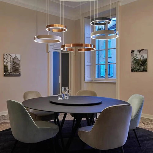 lustre moderne en acier inoxydable en forme de c pour restaurant