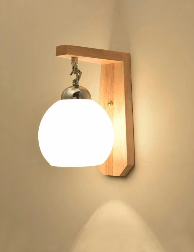 applique murale décorative nordique en verre et bois design intérieur - vue 6 sur 14