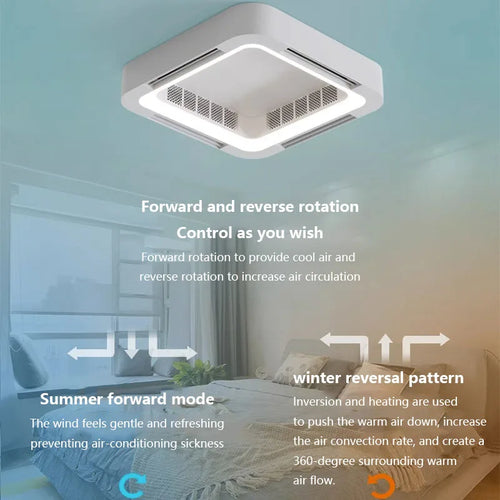 plafonnier led moderne avec ventilateur et télécommande - vue 4 sur 8