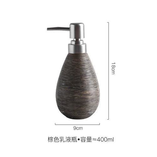 bouteille céramique désinfectant mains lotion savon décoration salle de bain