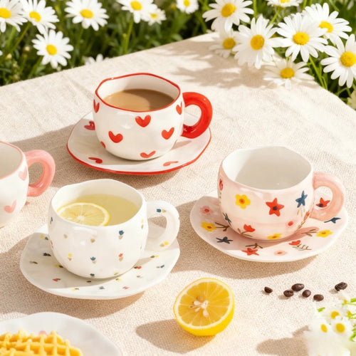 Mug céramique style coréen forme pincée artisanale