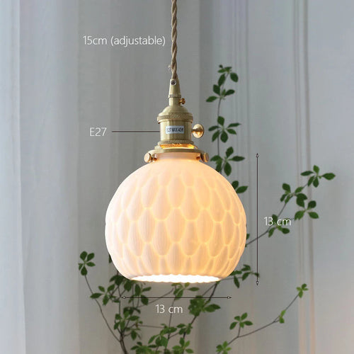suspension japonaise en céramique artisanale pour éclairage décoratif - vue 6 sur 8