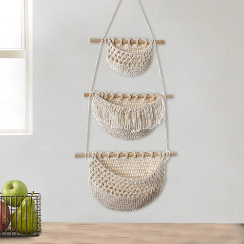 paniers suspendus boho pour fruits et légumes polyvalents