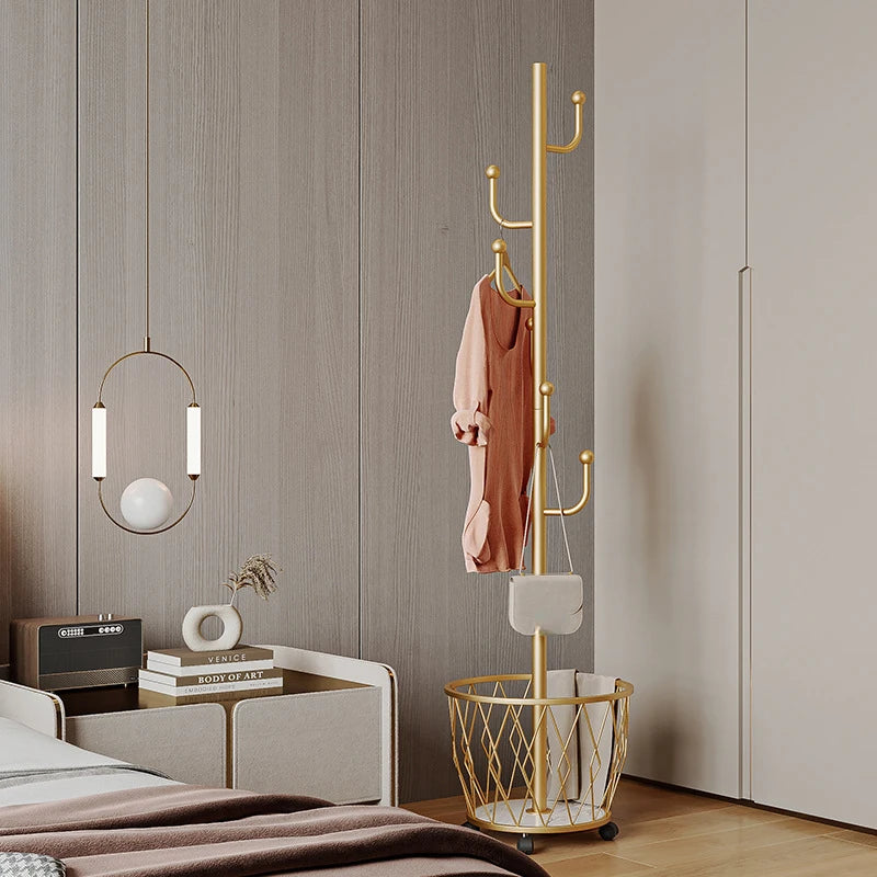 cintre à vêtements moderne avec étagère mobile à roulettes - vue 5 sur 12