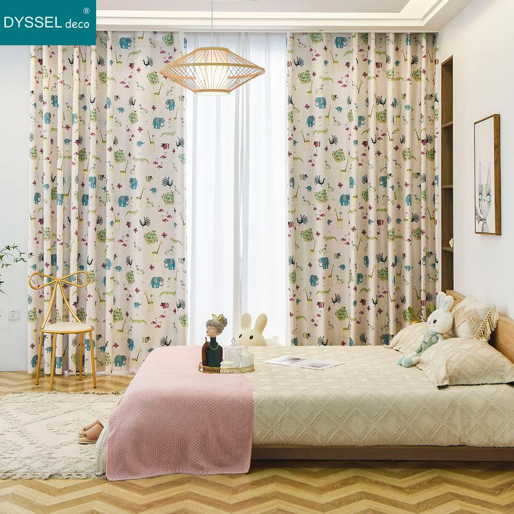 Rideau chambre enfant tulle animaux style européen - vue 3 sur 10