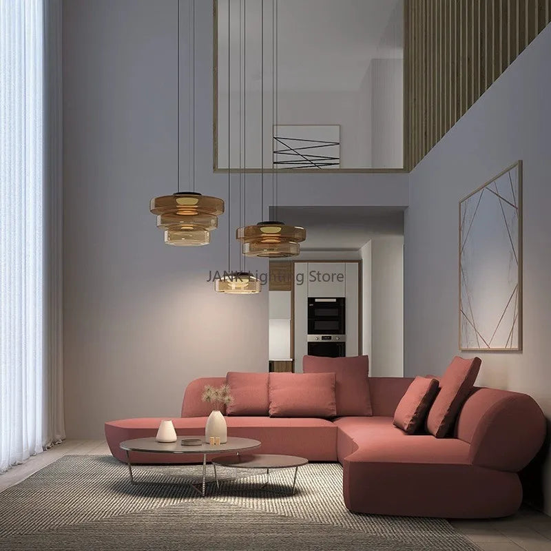 suspension design en verre série levels pour décoration moderne - vue 4 sur 24