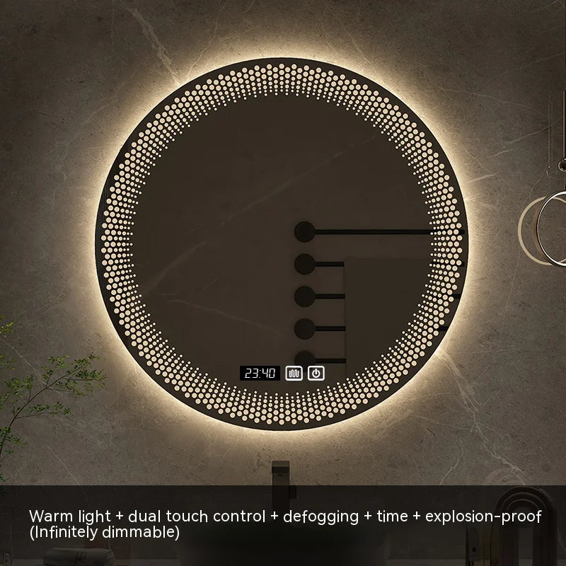 miroir rond à led avec rétroéclairage réglable et antibuée intelligent - vue 19 sur 25