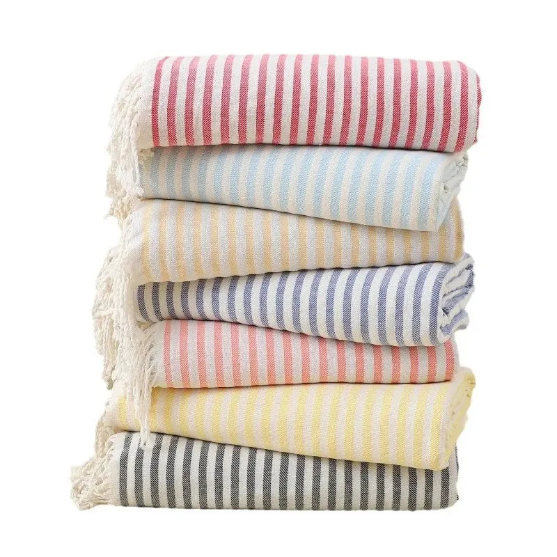 serviette de plage turque extra large rayures franges