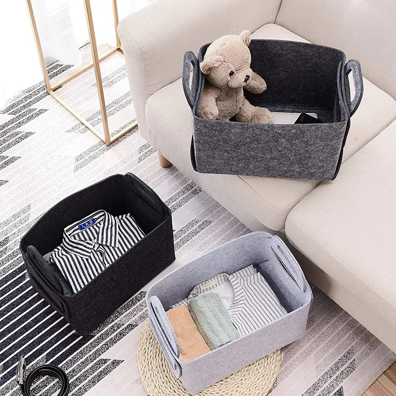 panier de rangement en feutre pour jouets livres et vêtements - vue 3 sur 8