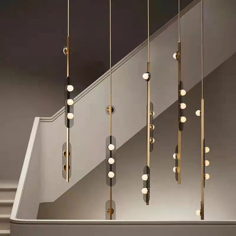 lustre led 	 style art déco suspension en verre - vue 4 sur 8