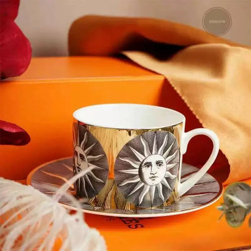 Service thé vintage céramique italienne tasse soucoupe plateau