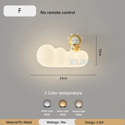 applique murale nordique led pour enfants motifs animaux lune soleil - vue 9 sur 13