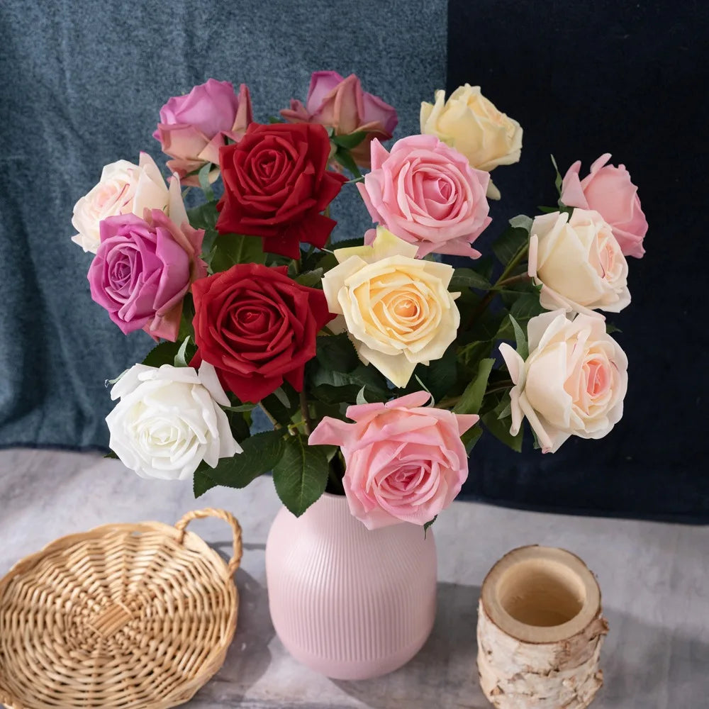 fleurs artificielles roses en tissu pour décoration florale mariage jardin - vue 6 sur 12