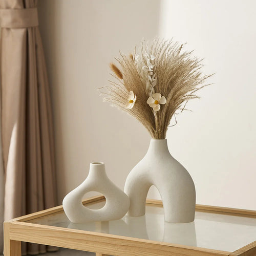 lot de 2 vases en céramique nordique pour décoration moderne - vue 4 sur 7