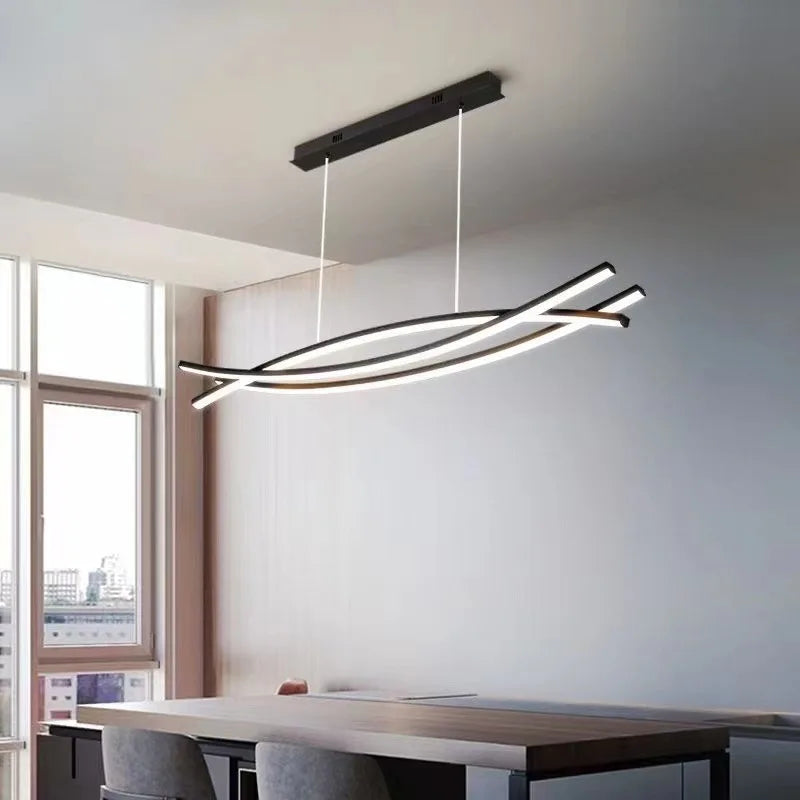 lustre à led en aluminium design moderne réglable en hauteur - vue 3 sur 8