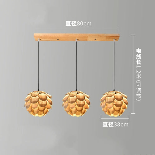 lustre créatif en bambou forme fruits de pin éclairage nordique led - vue 10 sur 10