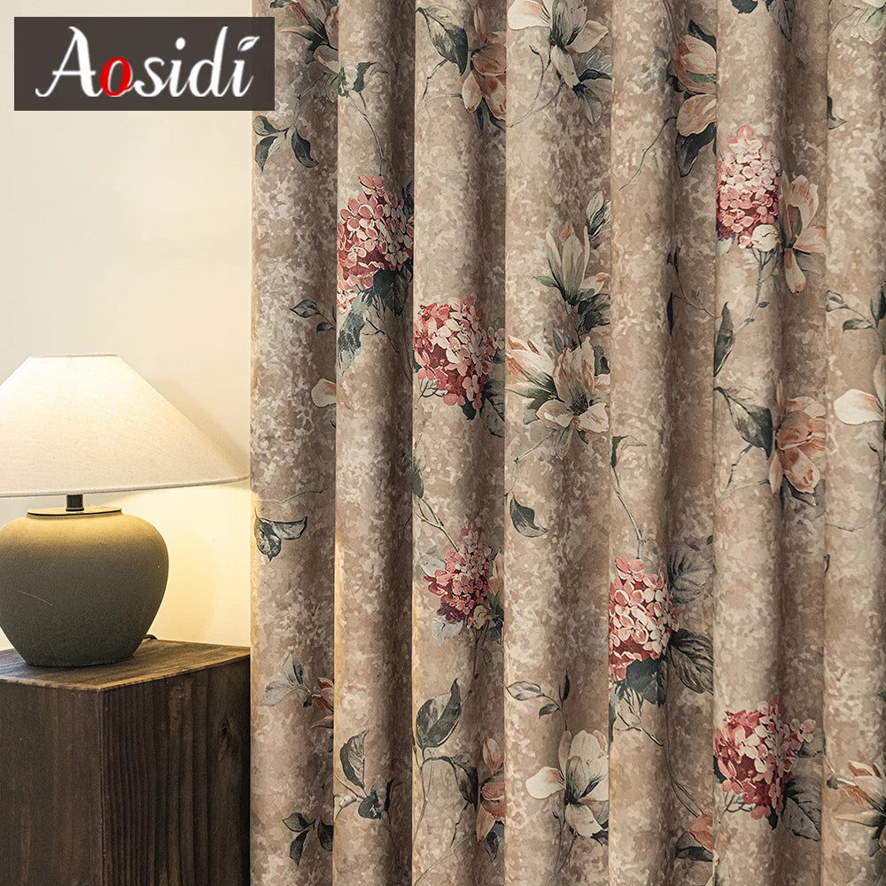 Rideau occultant floral moderne pour salon chambre fenetre - vue 5 sur 8