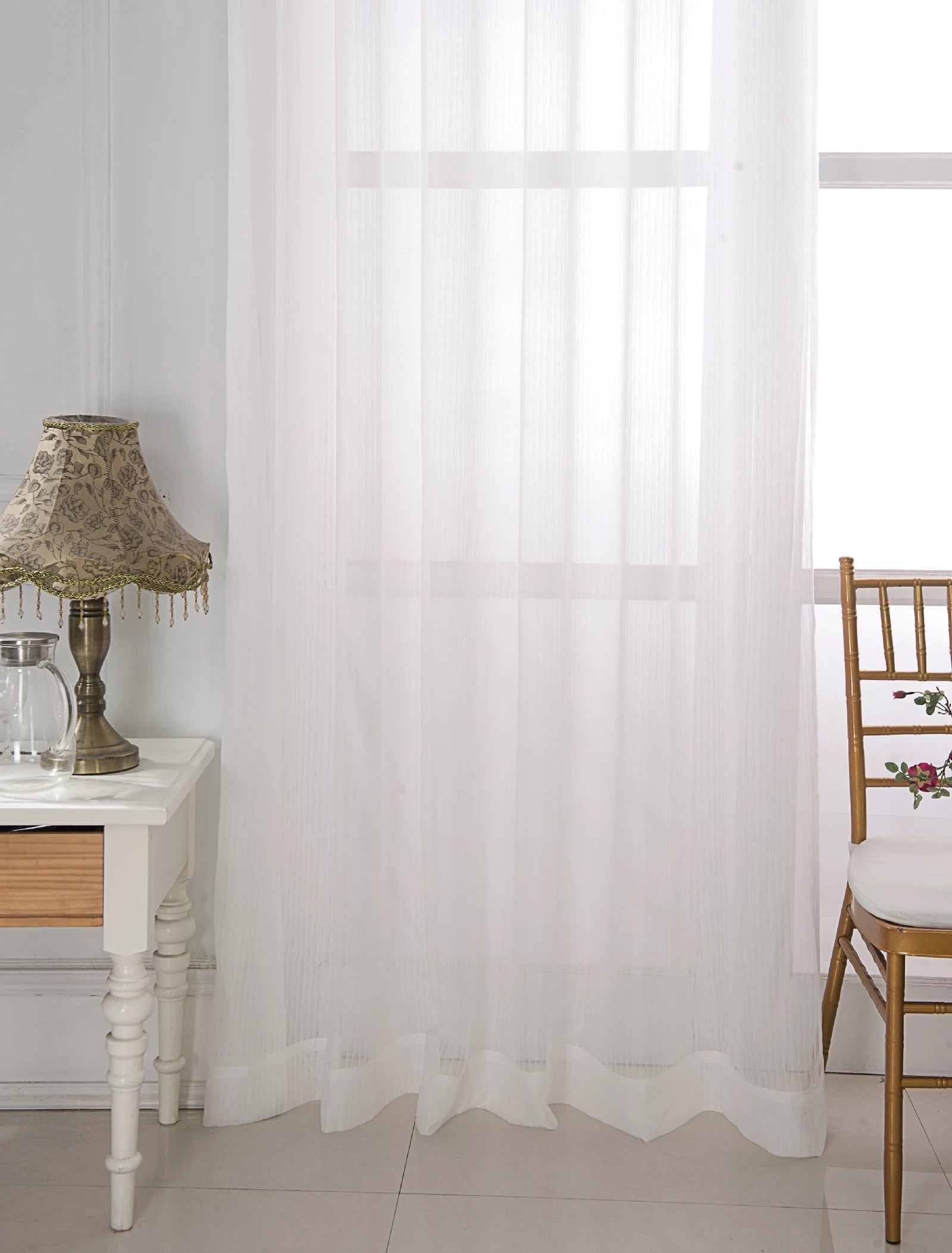 Voilage tulle motifs floraux géométriques style européen fenêtre - vue 5 sur 8