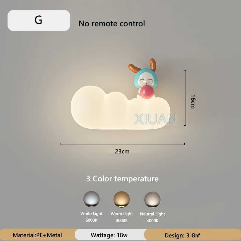 applique murale nordique led pour enfants motifs animaux lune soleil - vue 9 sur 13