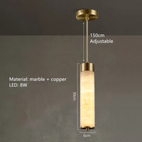 suspension LED en marbre et laiton avec cordon réglable nordique