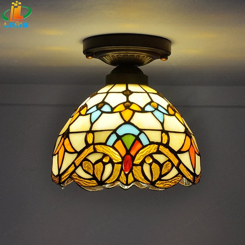 plafonnier baroque tiffany en verre pour décoration intérieure - vue 9 sur 8