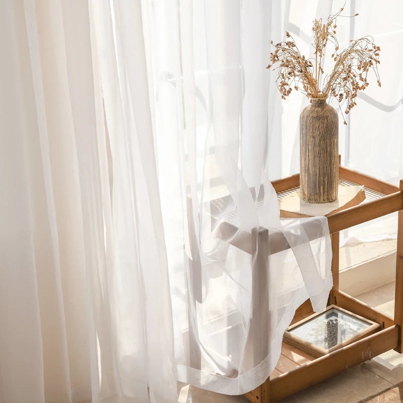 Voilage tulle moderne transparent pour fenêtre salon décoration - vue 4 sur 7