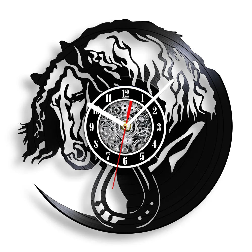 horloge murale vinyle cheval décoration équestre artisanale cadeau unique - vue 19 sur 22