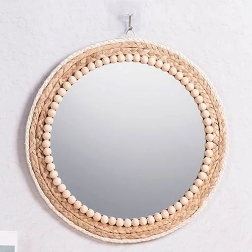 miroir mural rond en rotin style bohème décoration murale élégante