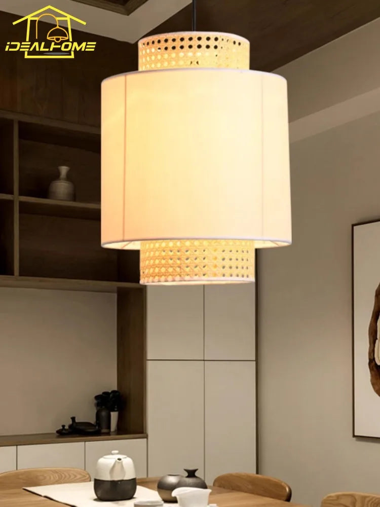 suspension en rotin tissé japonais style wabi-sabi décorative pour intérieur - vue 4 sur 27