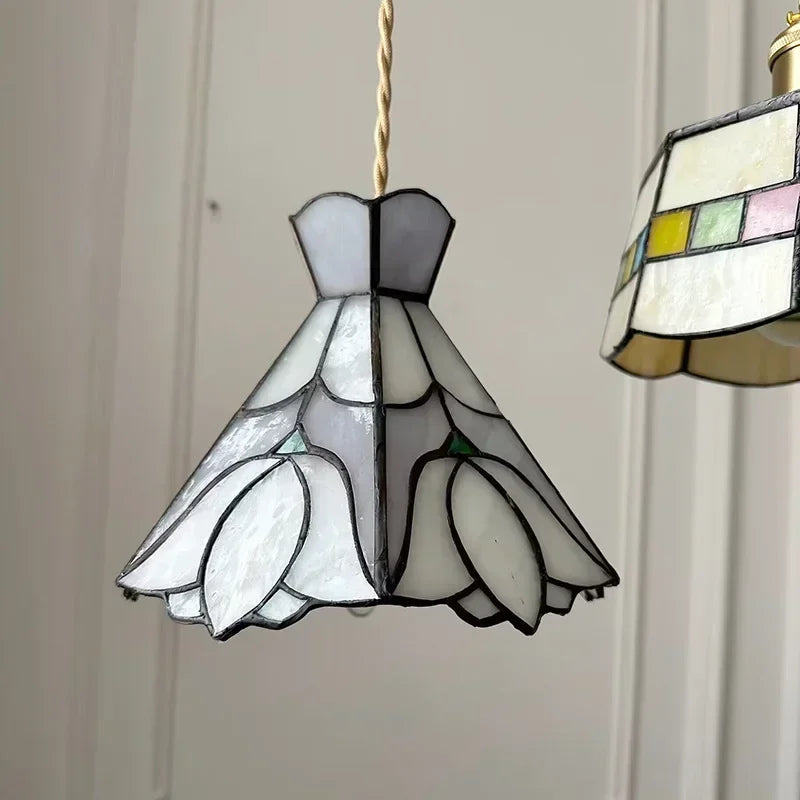 lustre en verre fait main style tiffany pour décoration intérieure - vue 6 sur 15