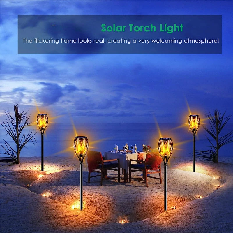 lampes solaires extérieures led flamme vacillante étanche jardin éclairage paysager - vue 5 sur 8