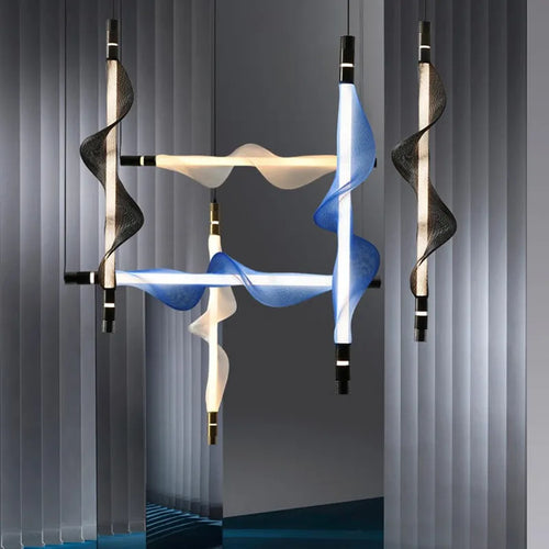 Lustre LED design italien créatif longue bande luminaire - vue 2 sur 18