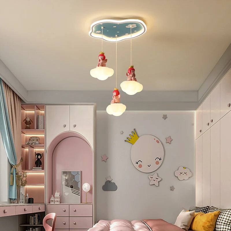 Ménage petits lustres personnalité chambre enfants étude Restaurant trois têtes lustre Led plafonniers créatifs - vue 3 sur 14