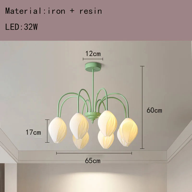 lustre en résine avec abat-jour romantique en métal - vue 9 sur 14