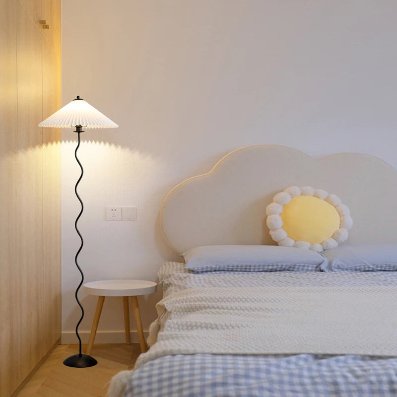 Abat-jour LED en tissu plissé nordique