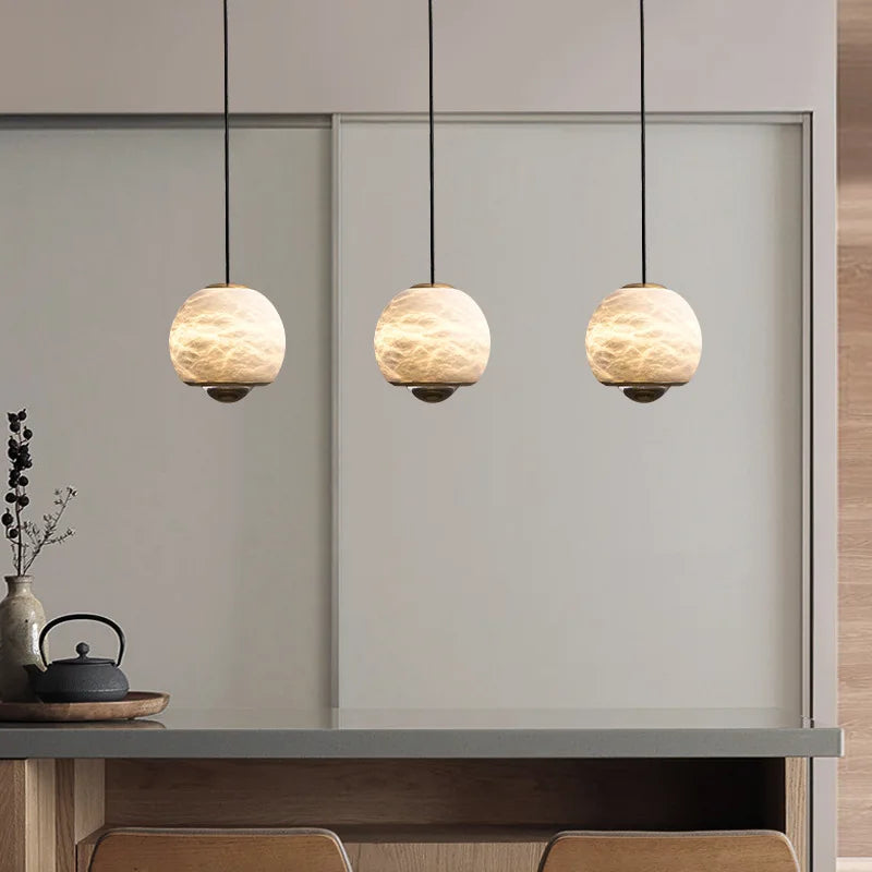 suspension nordique en marbre led pour île cuisine
