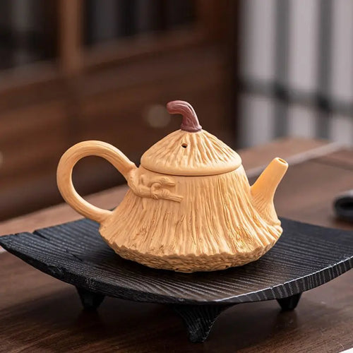 Théière semi manuelle en terre cuite motif lotus