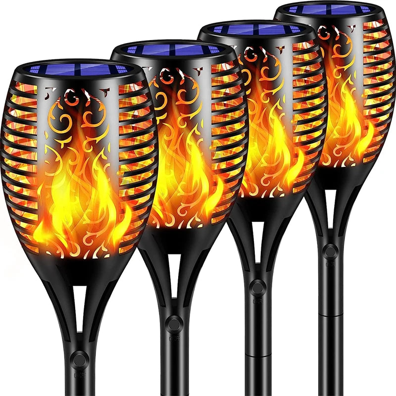 lampes solaires extérieures led flamme vacillante étanche jardin éclairage paysager - vue 6 sur 8