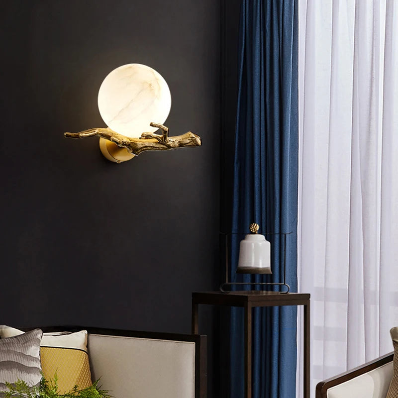 applique murale en cuivre et marbre naturel design élégant pour intérieur - vue 4 sur 7