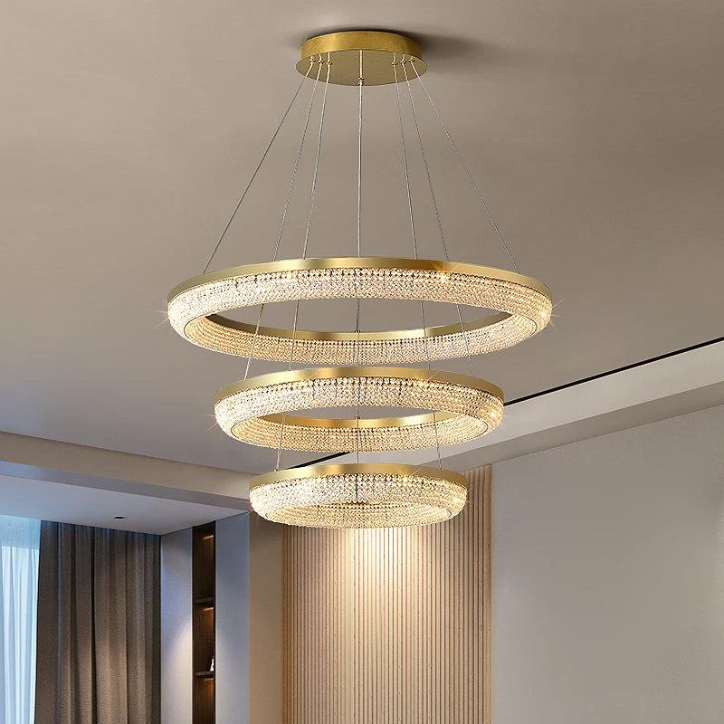 lustre en cristal rond design nordique pour décoration intérieure - vue 6 sur 12