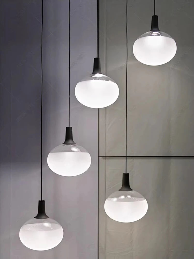 lustre en verre mat éclairage moderne pour intérieur design - vue 10 sur 9